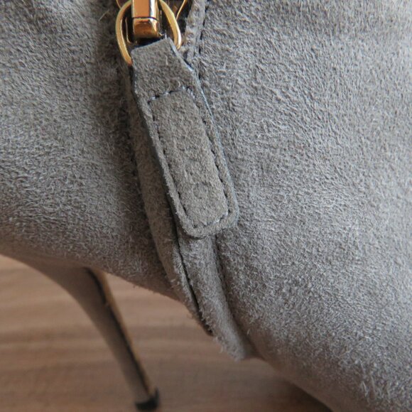GUCCI Gray Suede Leather Sofia Heeled Booties Shoes - Size EU 38.5 / US 8 - Picture 12 of 16